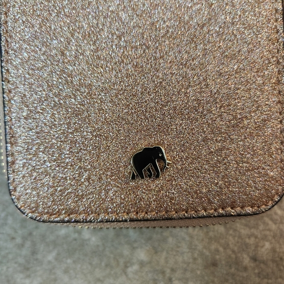 Banana Republic Rose Gold Glitter  Jewelry Travel Case Elephant Logo Zipper - Picture 3 of 8
